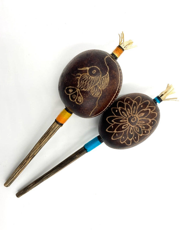 Peruvian Hummingbird Flower Rattle With Grass Top