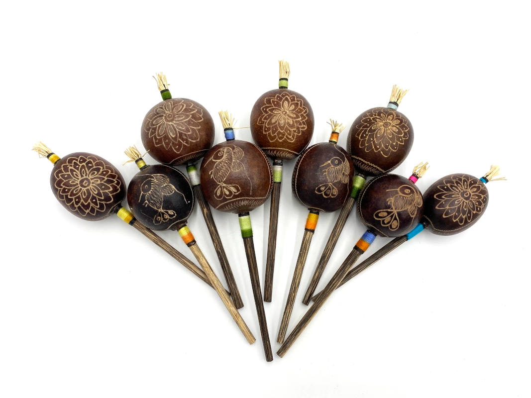 Peruvian Hummingbird Flower Rattle With Grass Top