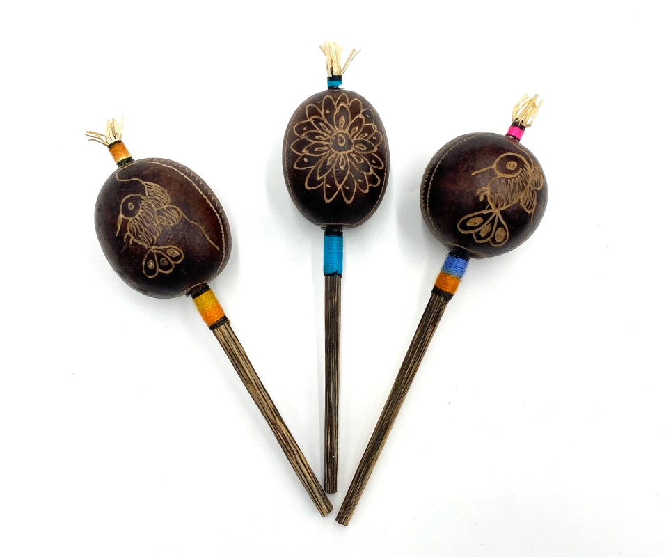 Peruvian Hummingbird Flower Rattle With Grass Top